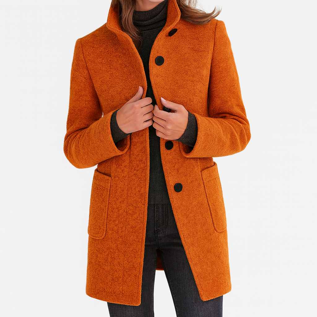 Elena | Cappotto di Lana con Collo Alto