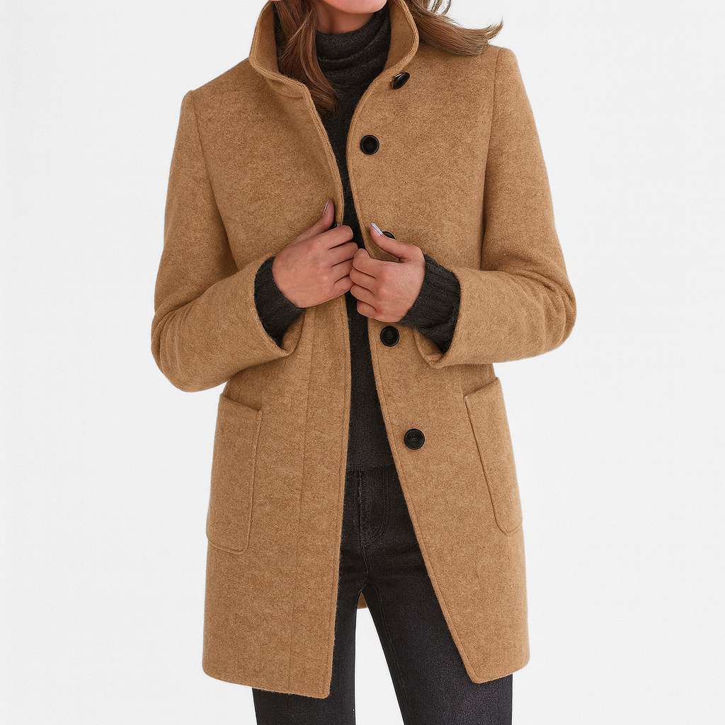 Elena | Cappotto di Lana con Collo Alto