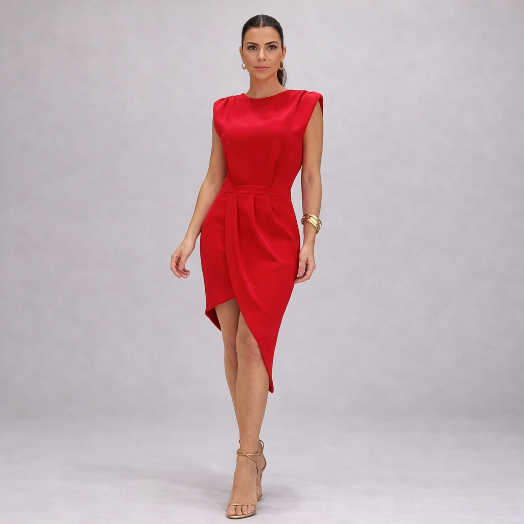 Alessia™ | Abito elegante con linea asimmetrica strutturata
