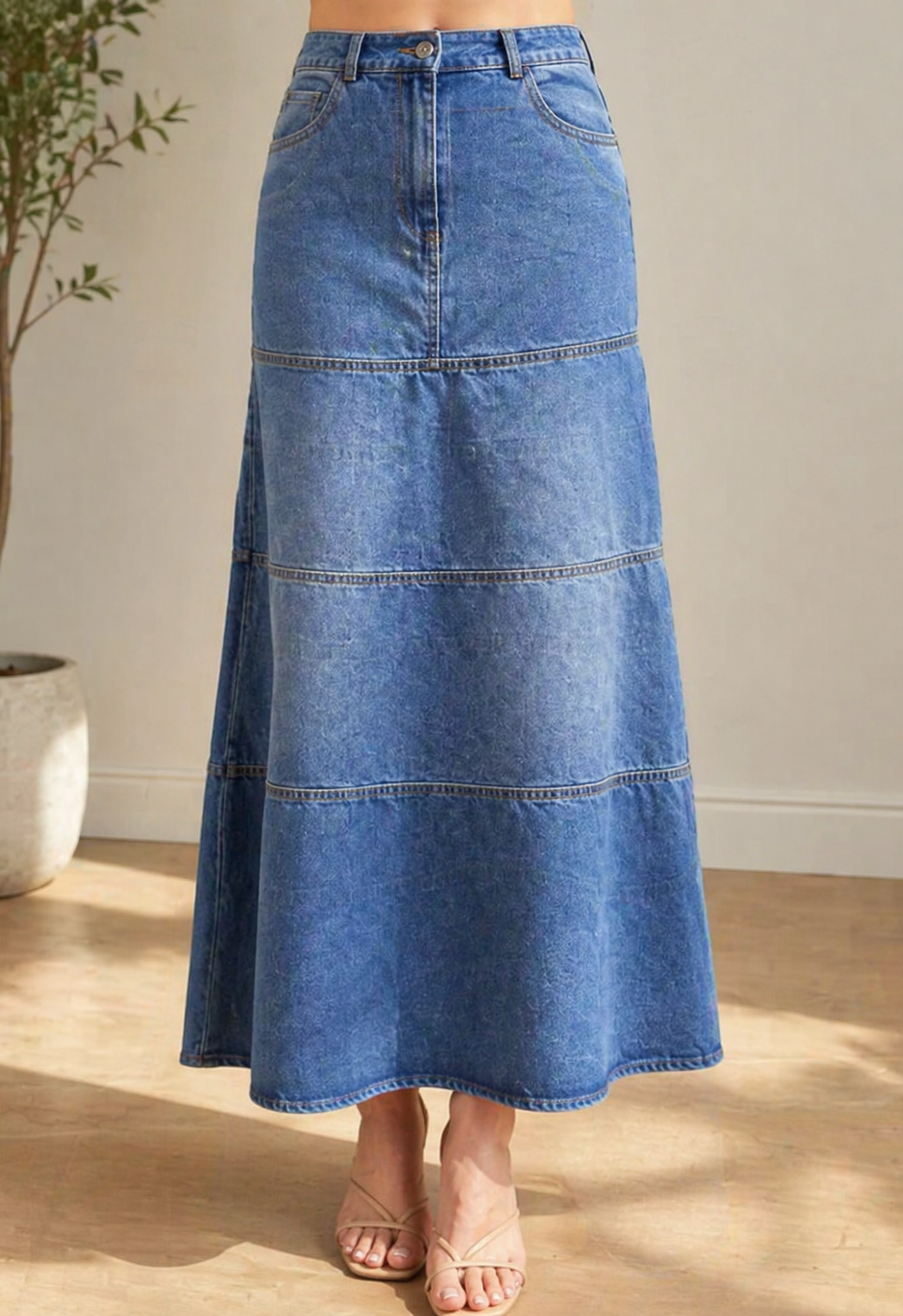 Mary | Gonna in Denim di Lunghezza Media
