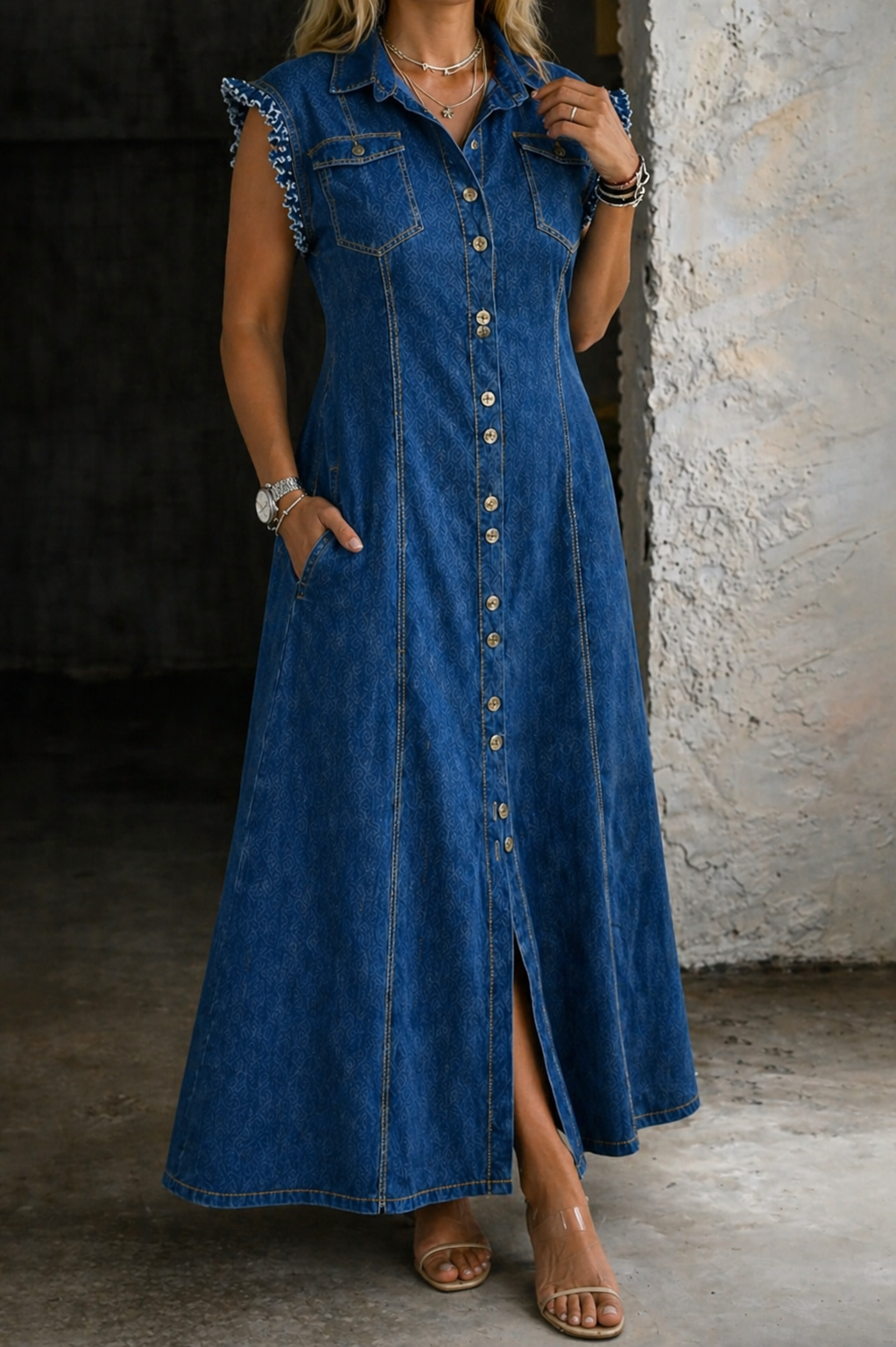 Liora | Vestito in Denim Taglie Forti