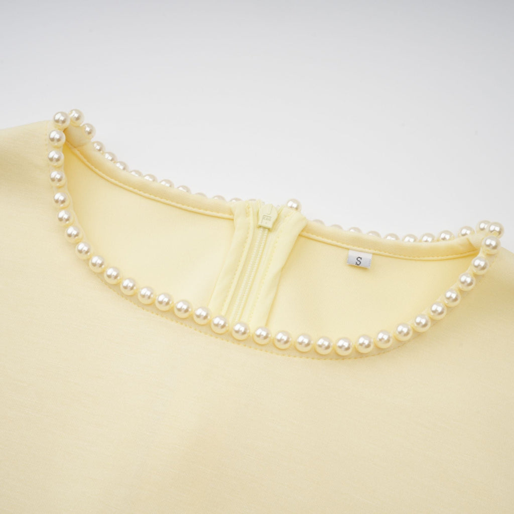 Yellow Pearl Trim Shawl Detail Maxi Dress