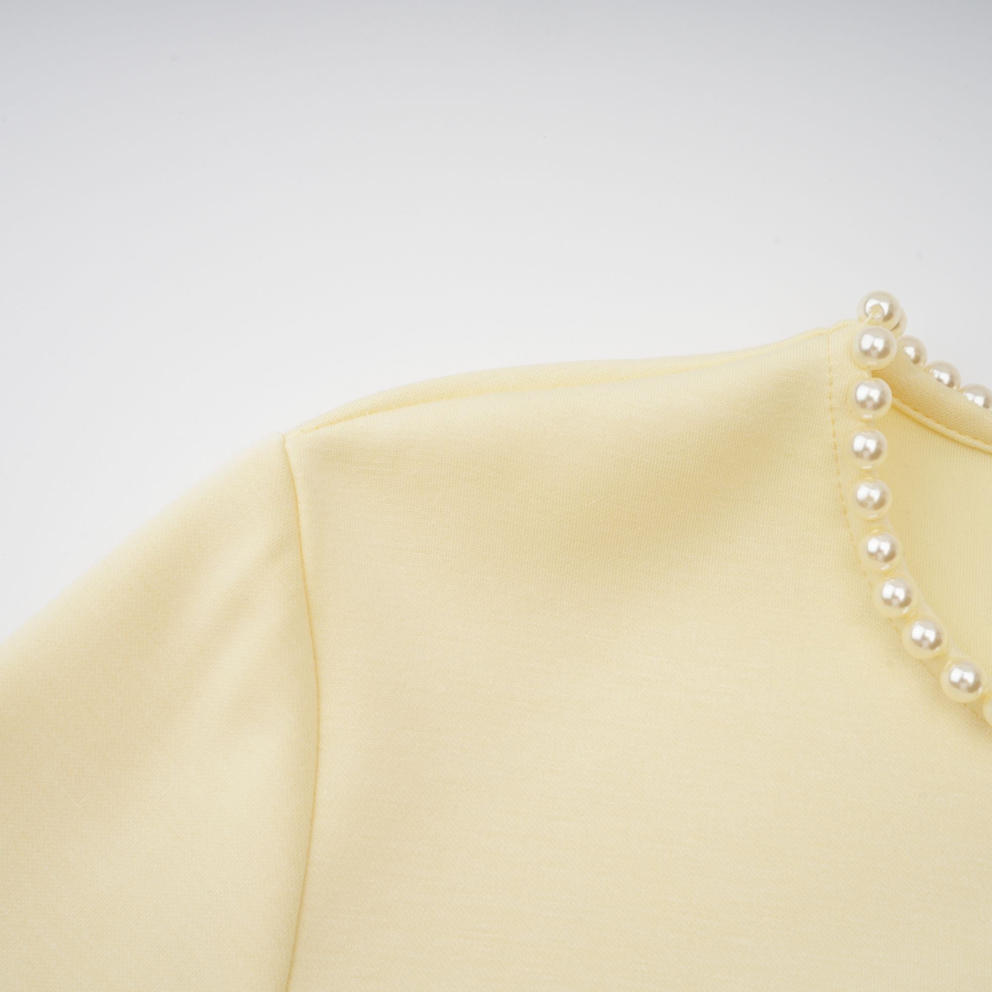 Yellow Pearl Trim Shawl Detail Maxi Dress