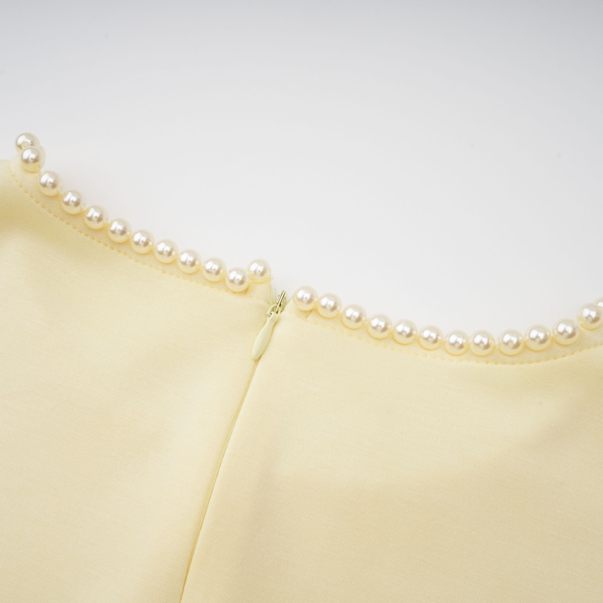 Yellow Pearl Trim Shawl Detail Maxi Dress