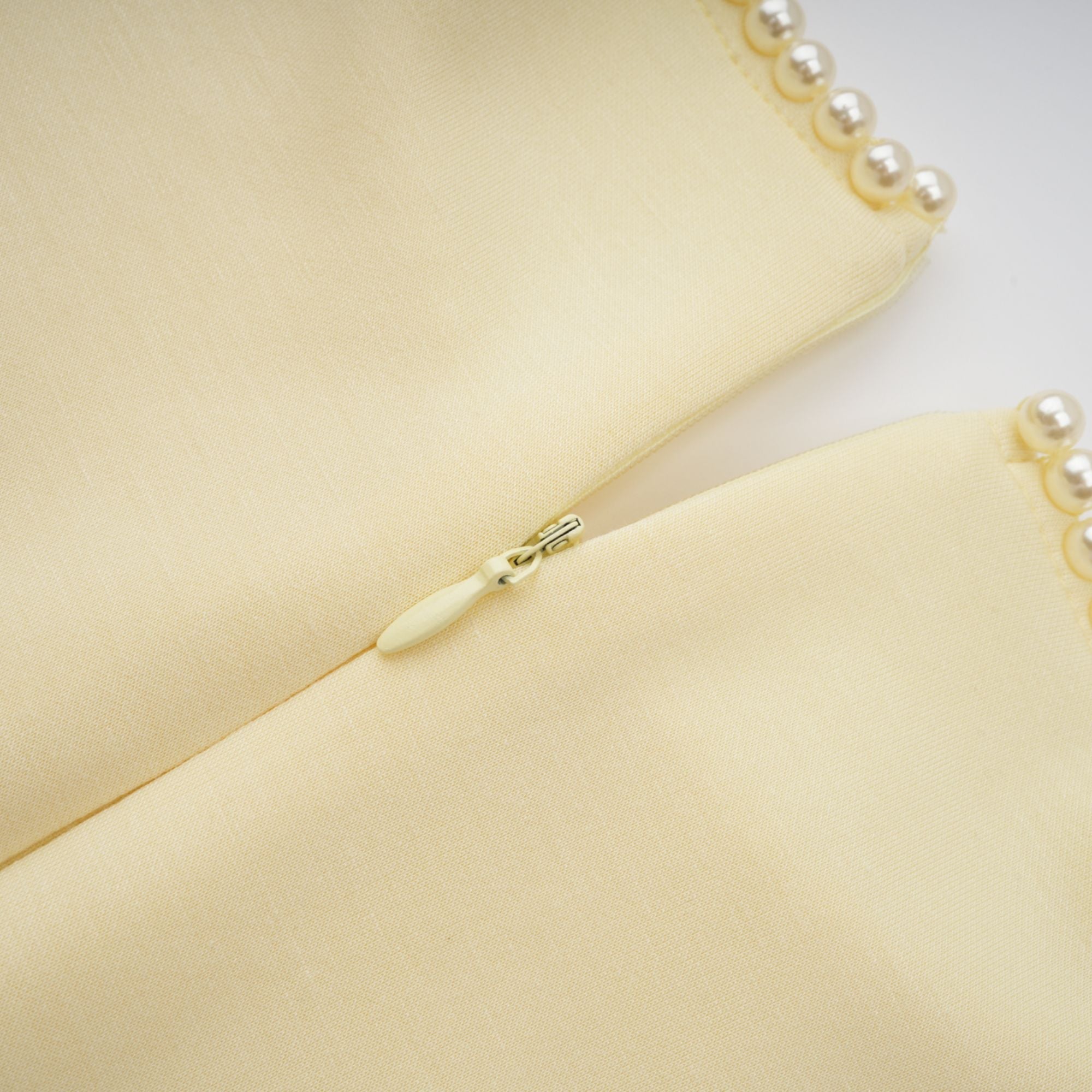 Yellow Pearl Trim Shawl Detail Maxi Dress