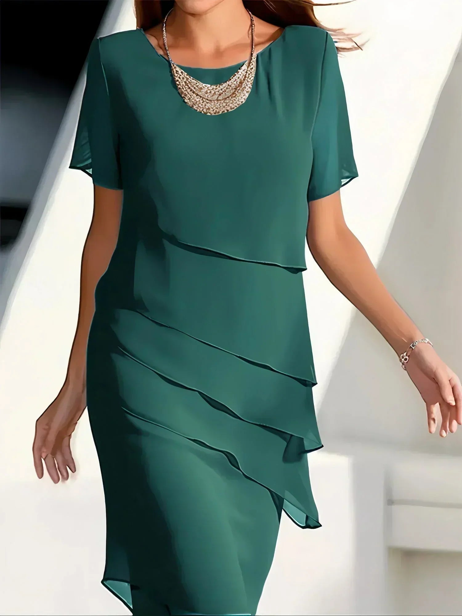 Lillian | Elegant Chiffon Style Midi Dress