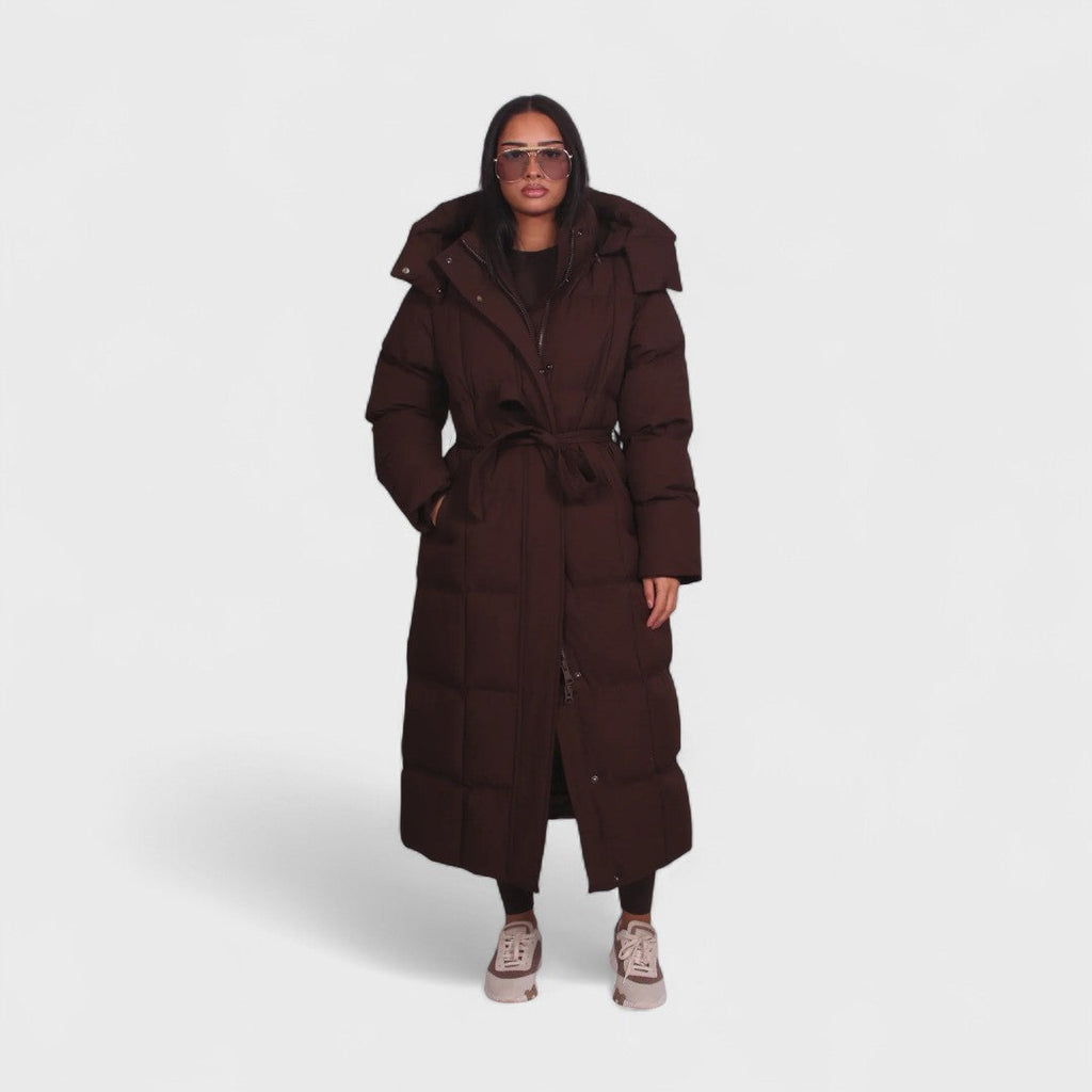 Carmen - Cappotto puffer lungo con cintura