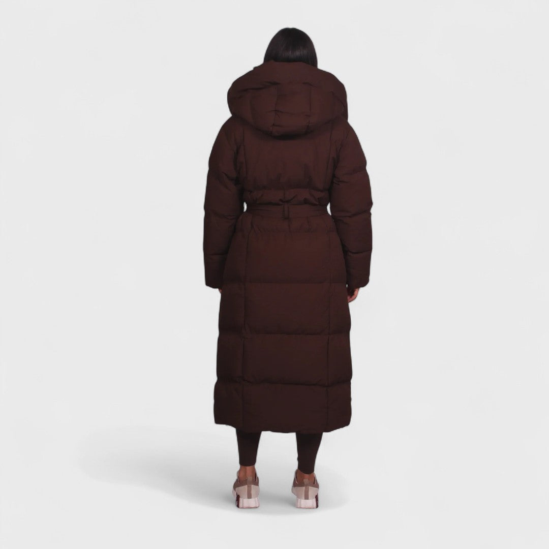 Carmen - Cappotto puffer lungo con cintura