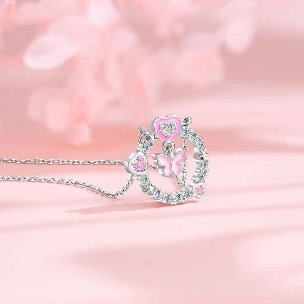 Pink Butterfly Garden Necklace