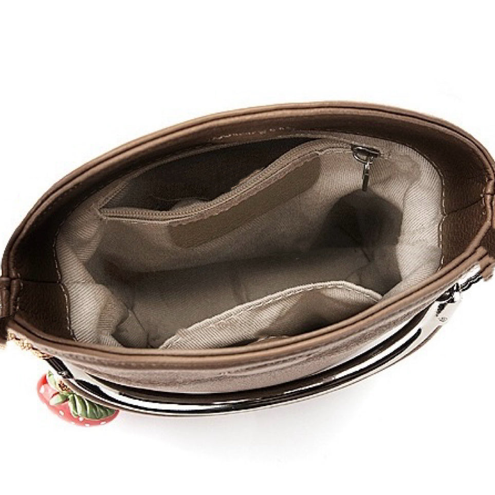 Genuine Leather Mini Bucket Phone Crossbody Handbag