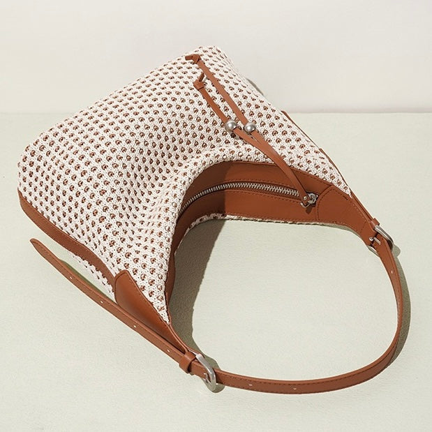 Braided Retro Straw Woven Versatile Large Capacity Dumpling Shoulder Bag