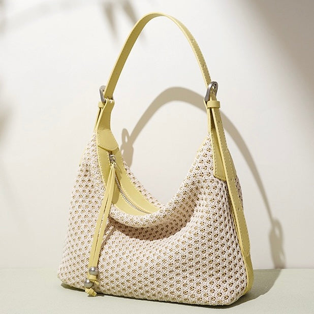 Braided Retro Straw Woven Versatile Large Capacity Dumpling Shoulder Bag