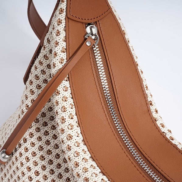Braided Retro Straw Woven Versatile Large Capacity Dumpling Shoulder Bag