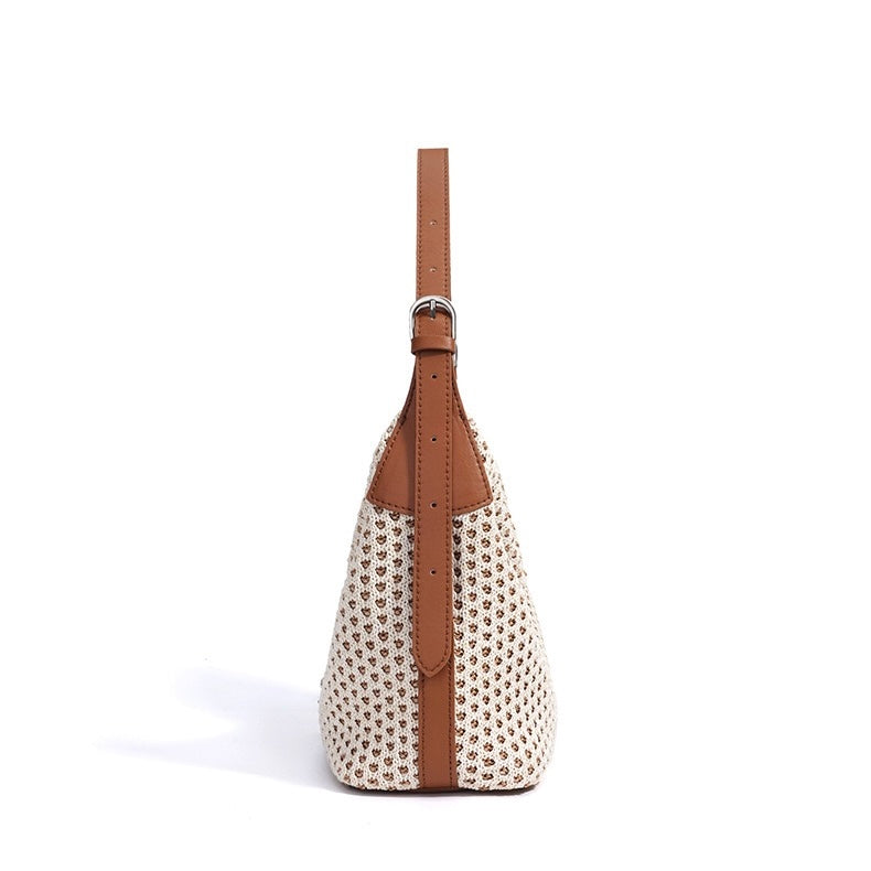 Braided Retro Straw Woven Versatile Large Capacity Dumpling Shoulder Bag