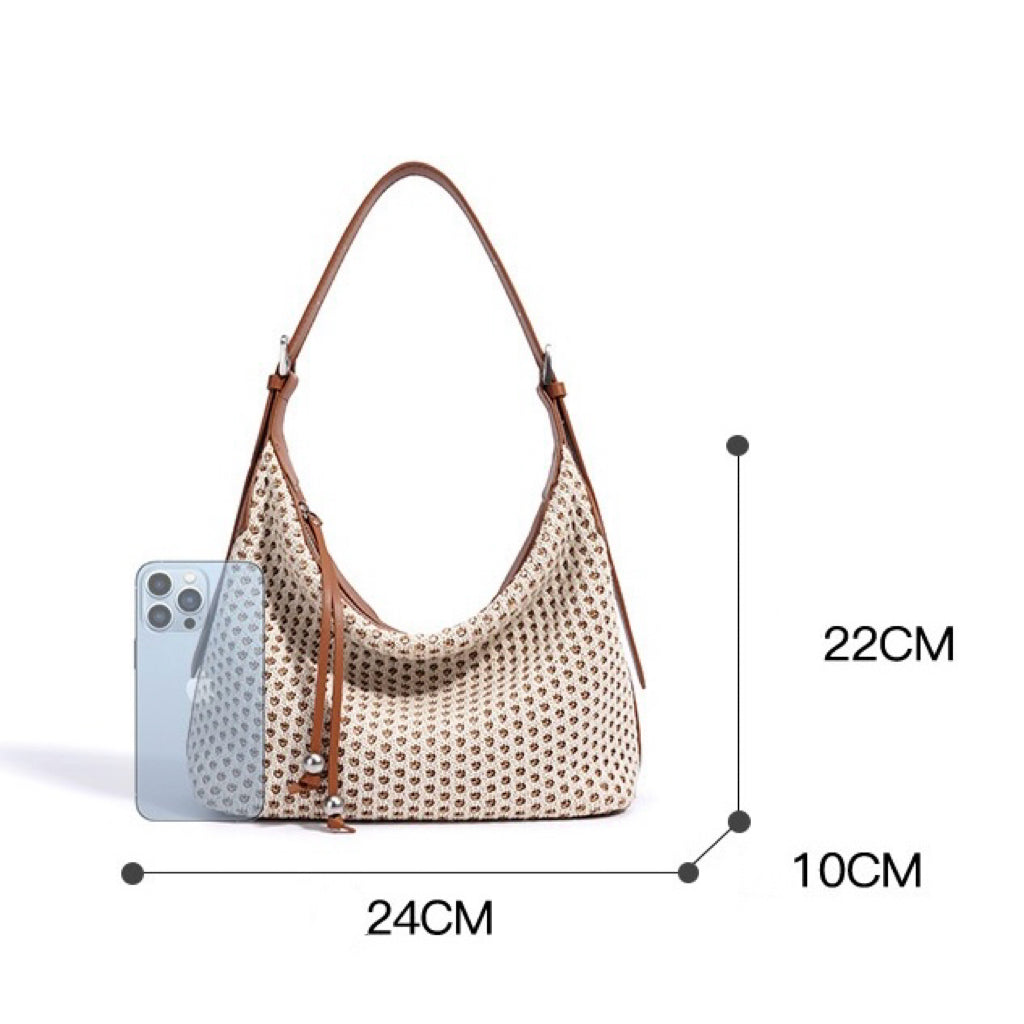 Braided Retro Straw Woven Versatile Large Capacity Dumpling Shoulder Bag