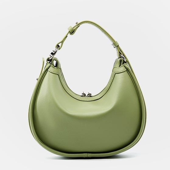 Exquisite Handwoven Women's Cowhide Crescent Moon Crossbody Bag