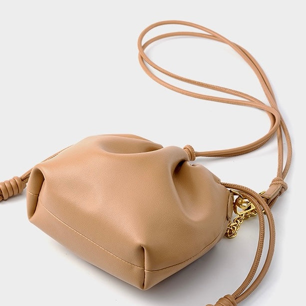Chic Women's Genuine Leather Cloud Bag with Detachable Chain