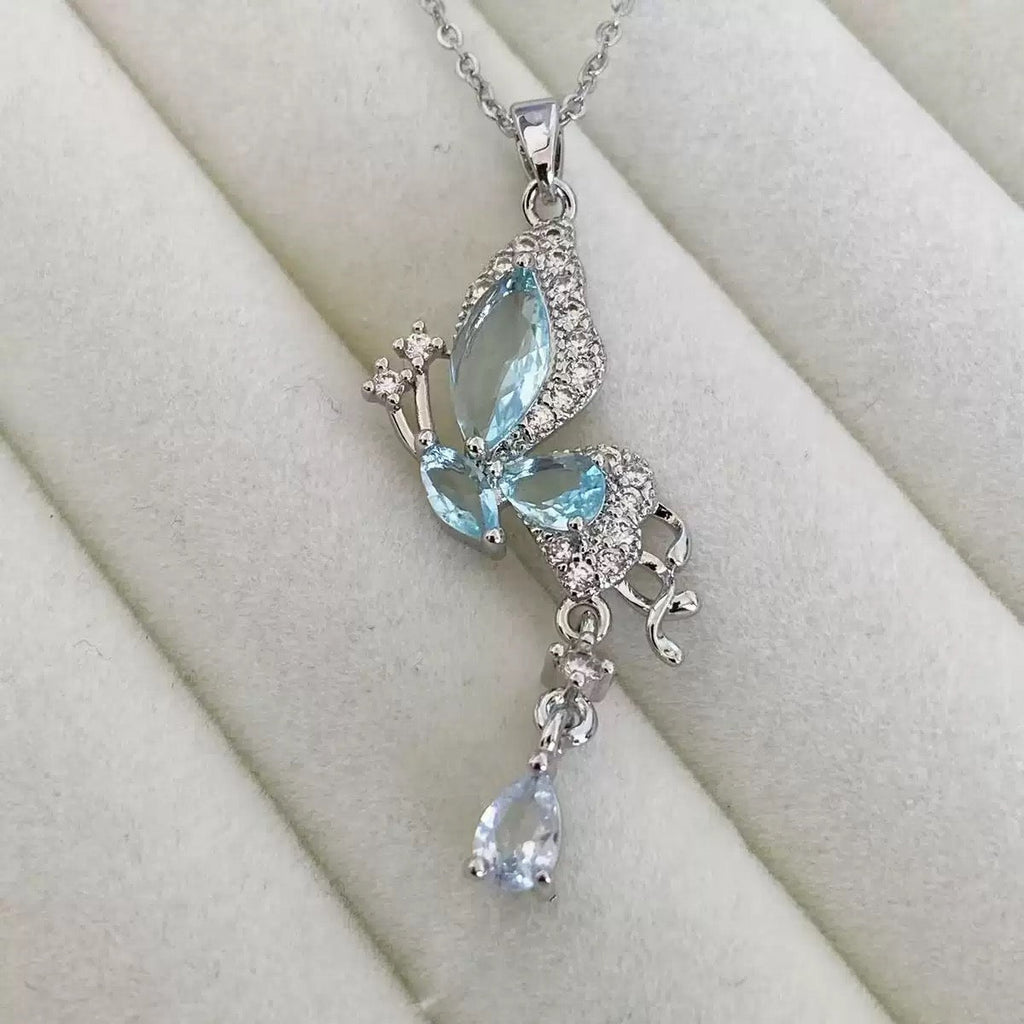 Ethereal Wings Blue Butterfly Necklace