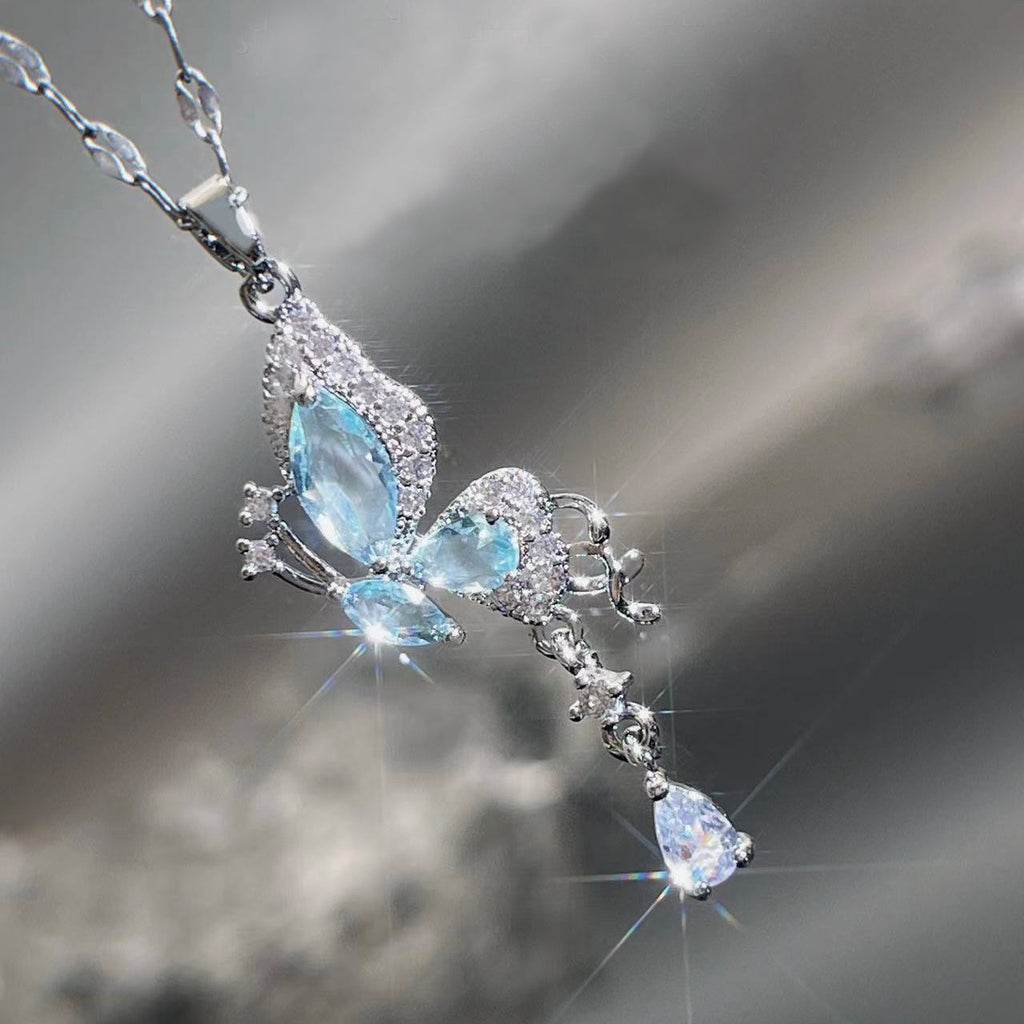 Ethereal Wings Blue Butterfly Necklace