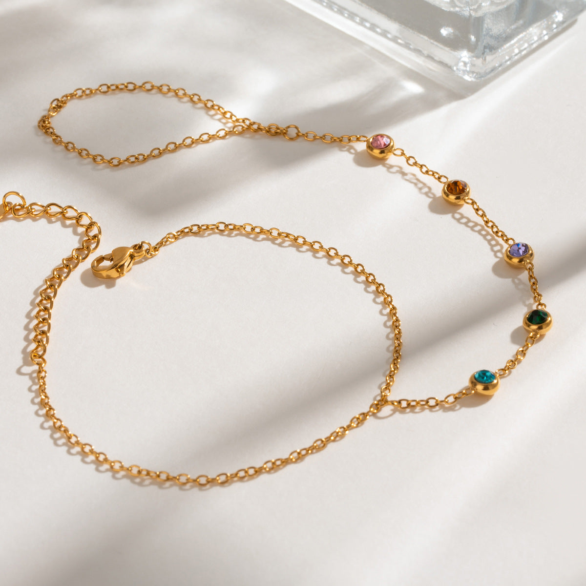 Minimalist Bracelet Inlaid with Colored Diamonds