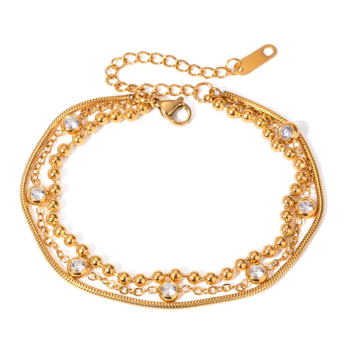 Multi-Layer Bracelet Adorned with Zircons