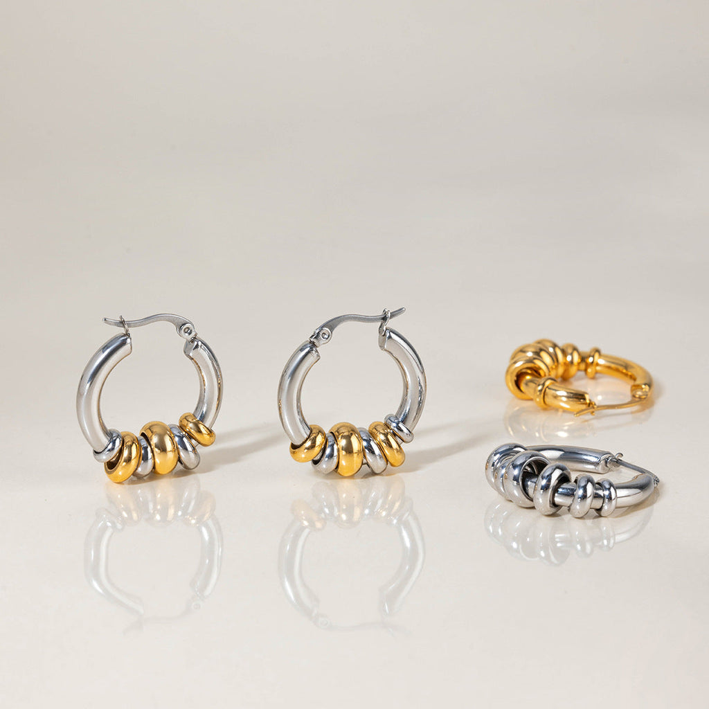 Geometric Interlocking Ring Earrings