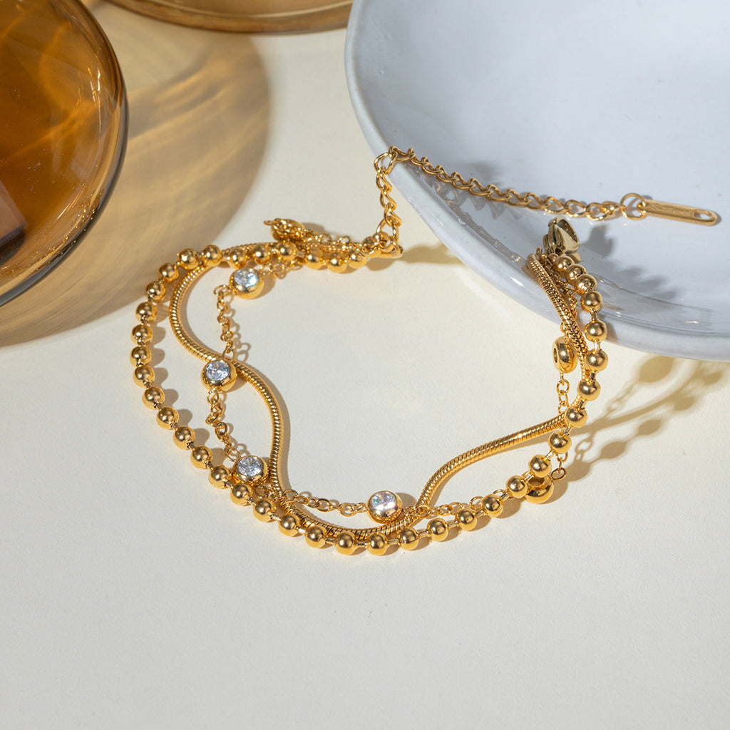 Multi-Layer Bracelet Adorned with Zircons