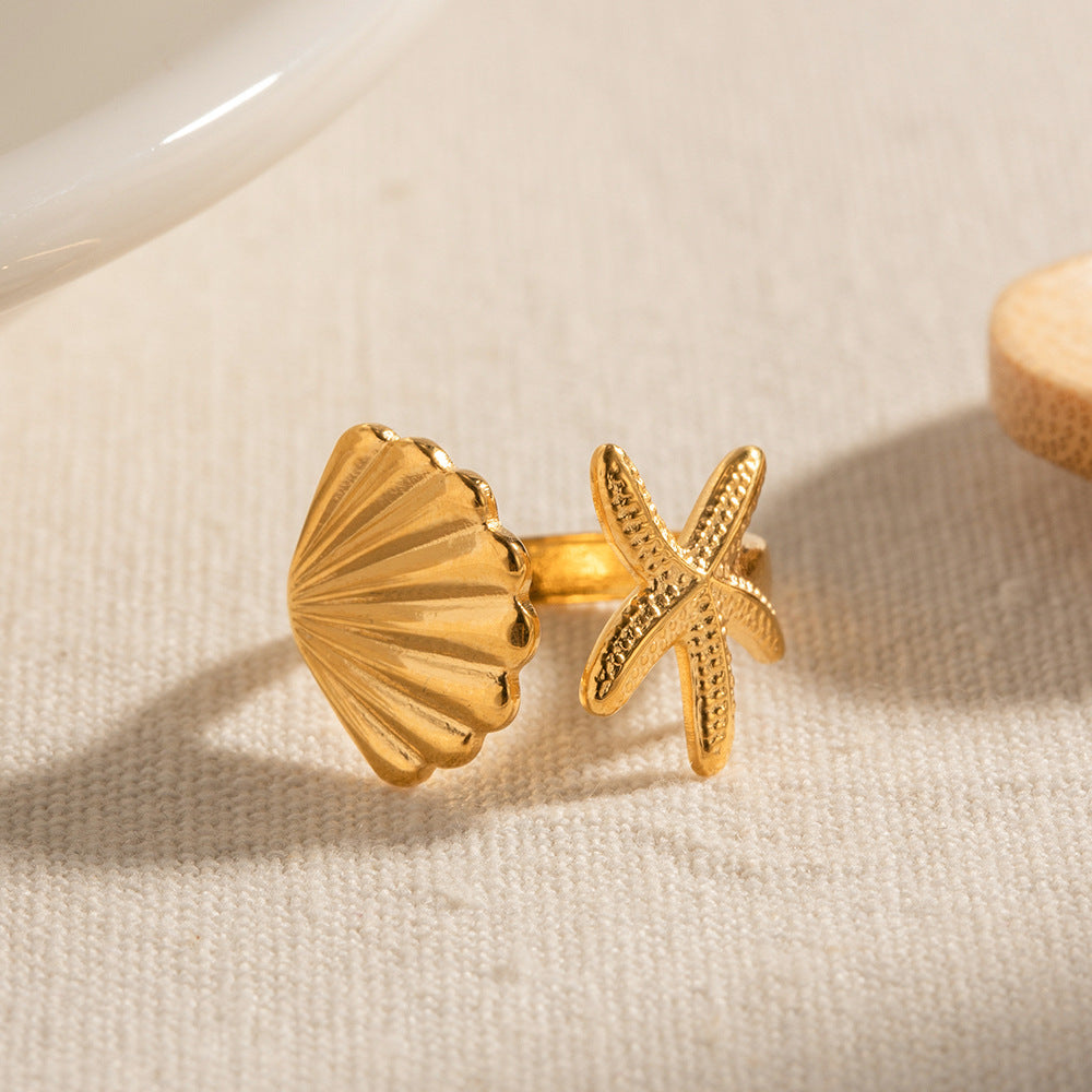 Ocean Series Starfish & Shell Ring
