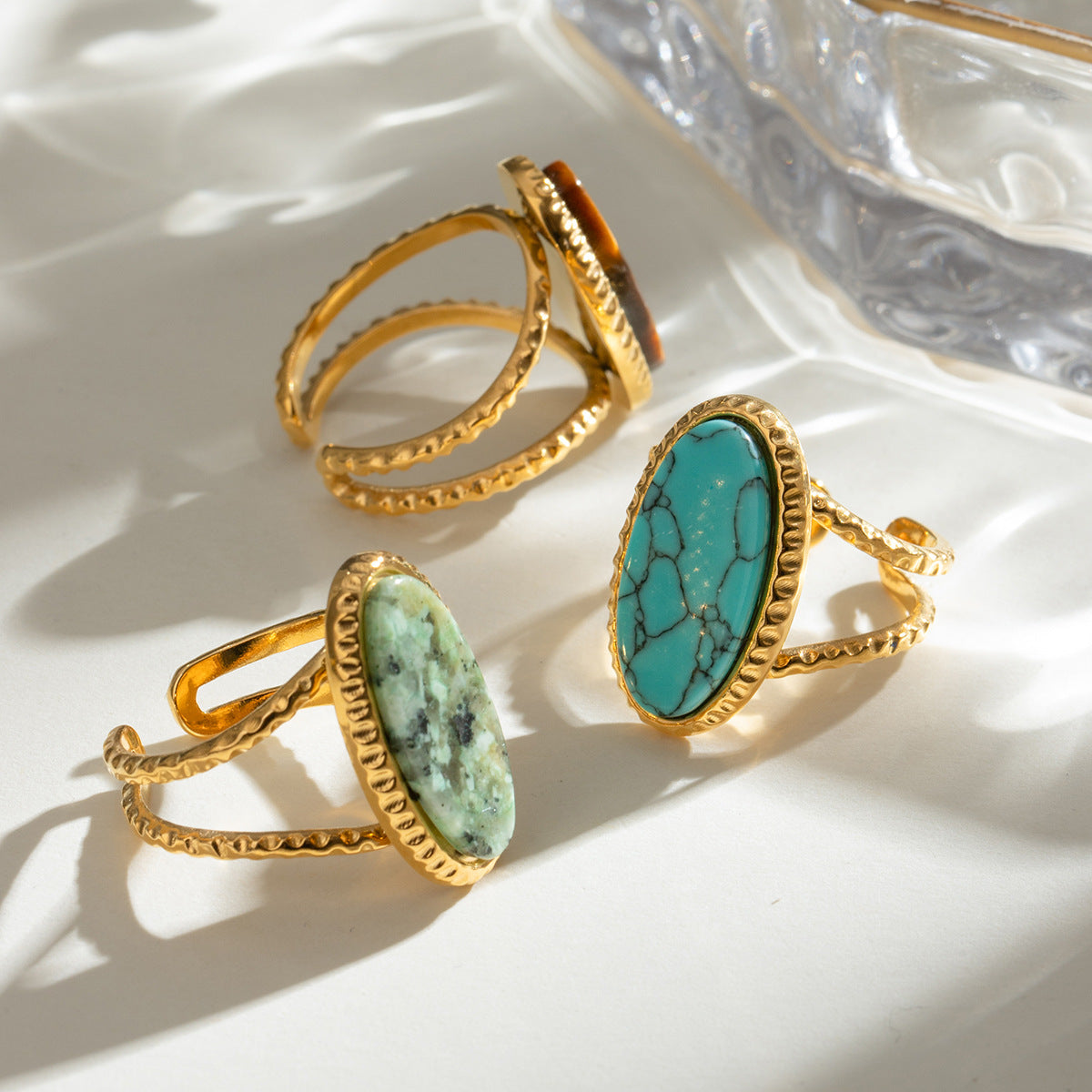 Luxury Oval Turquoise Tiger's Eye Ring (Adjustable)