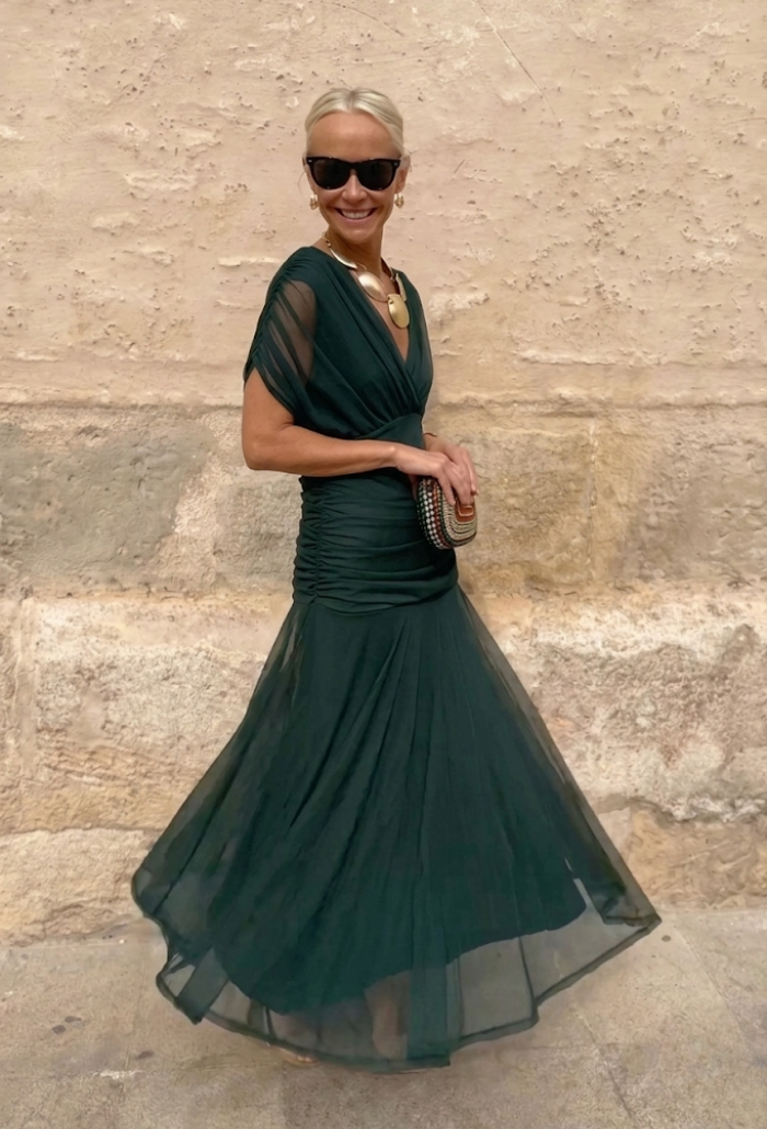 Luisa | Abito lungo elegante con scollo a V che valorizza la silhouette