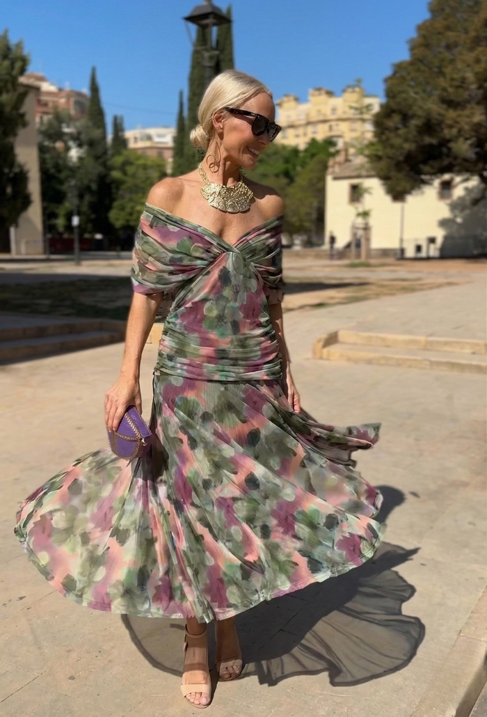 Luisa | Abito lungo elegante con scollo a V che valorizza la silhouette