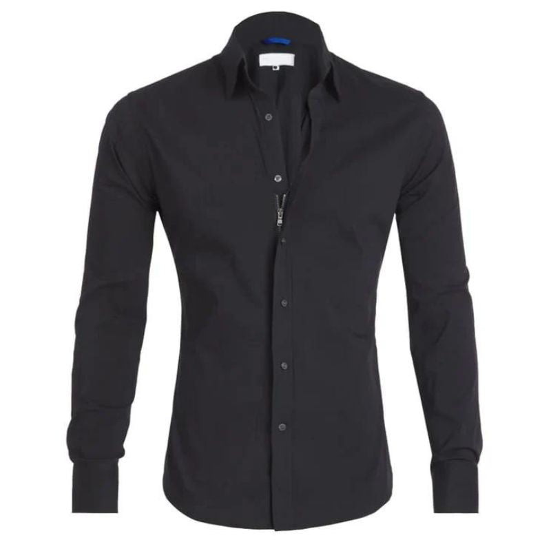 Camicia con zip antipiega Leo