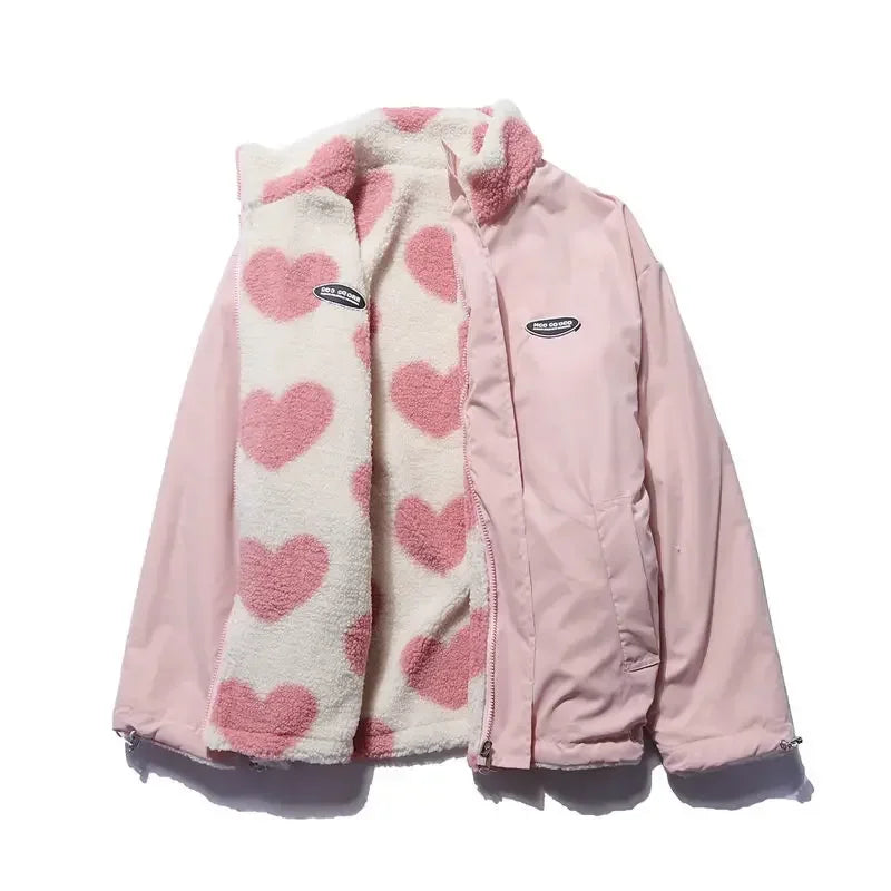 Riley | Giacca Reversibile Cozy Con Cuori