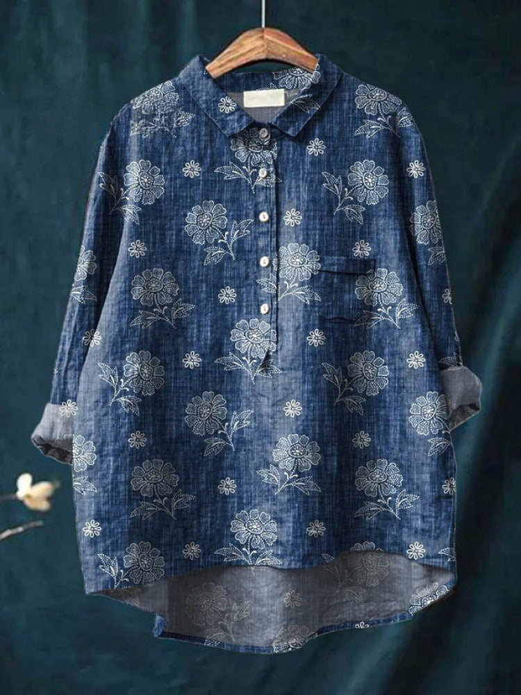 Tiziana | Camicia in lino fantasia
