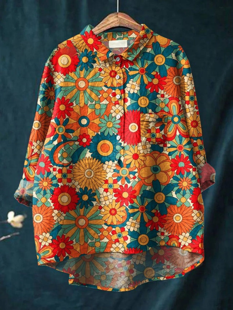 Tiziana | Camicia in lino fantasia