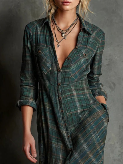 Rowena | Plaid Maxi Dress