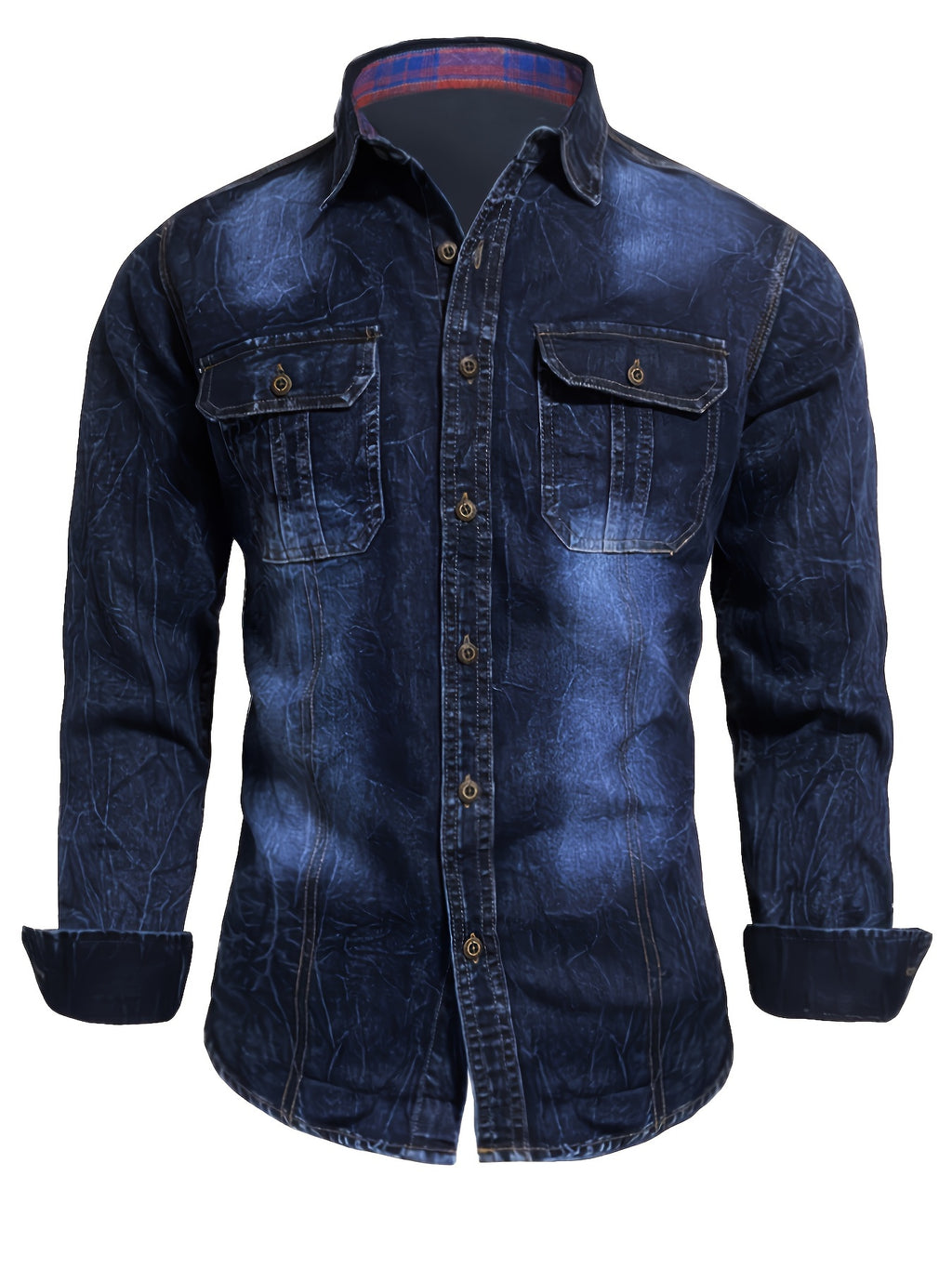 Camicia di jeans da uomo alla moda, nuova tendenza, camicetta di jeans da uomo, camicia di jeans primavera autunno, bad boy, affascinante, doppio taschino, camicia di jeans casual a maniche lunghe, top di jeans versatile