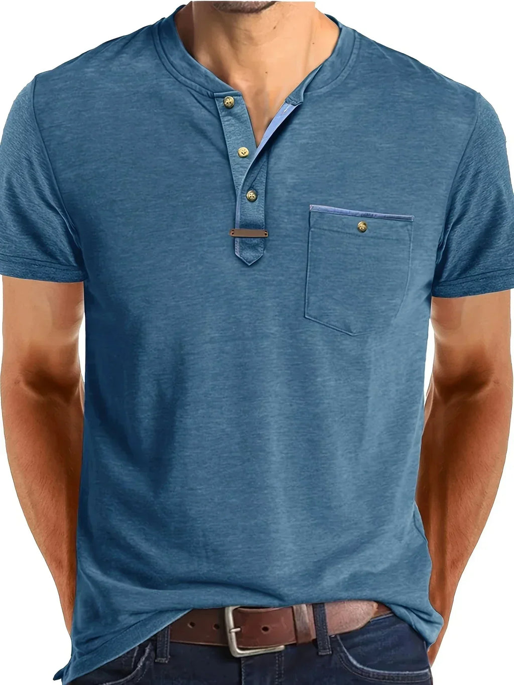 Saxon Elegante T-shirt a girocollo con tasca