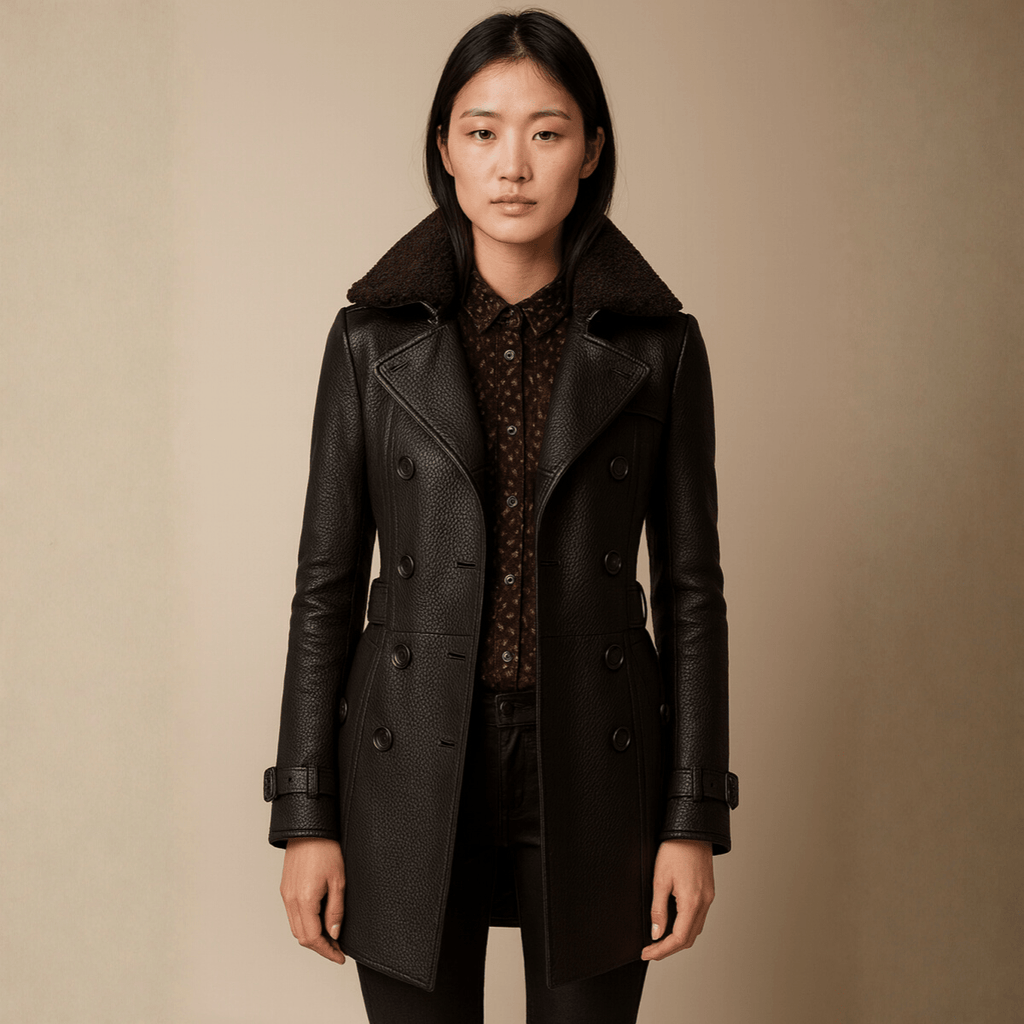 Allesia | Cappotto Elegante In Pelle