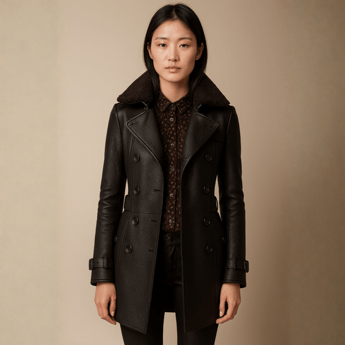 Allesia | Cappotto Elegante In Pelle