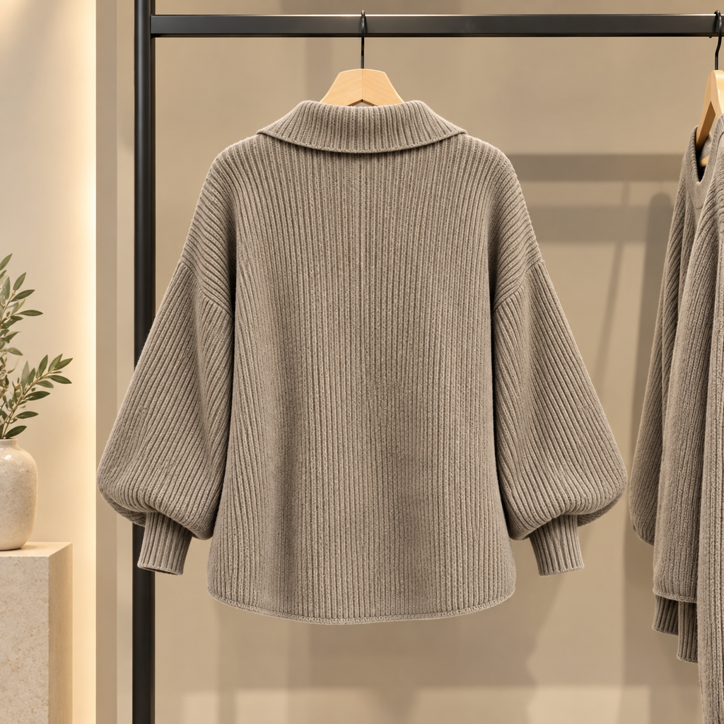 Cardigan oversize con colletto e grandi bottoni metallici