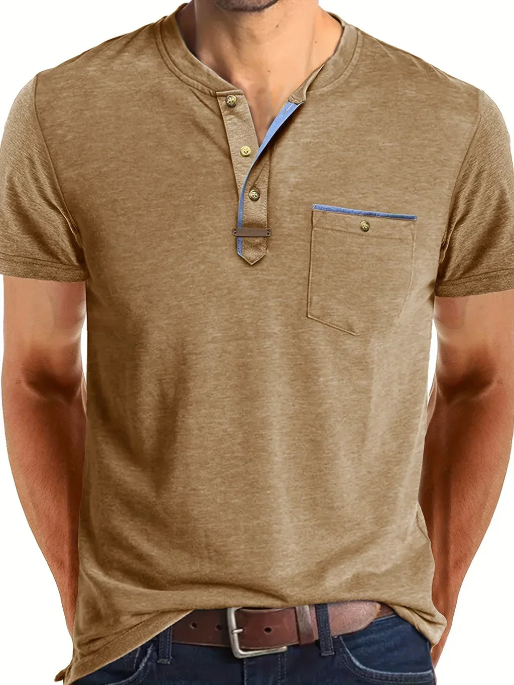 Saxon Elegante T-shirt a girocollo con tasca