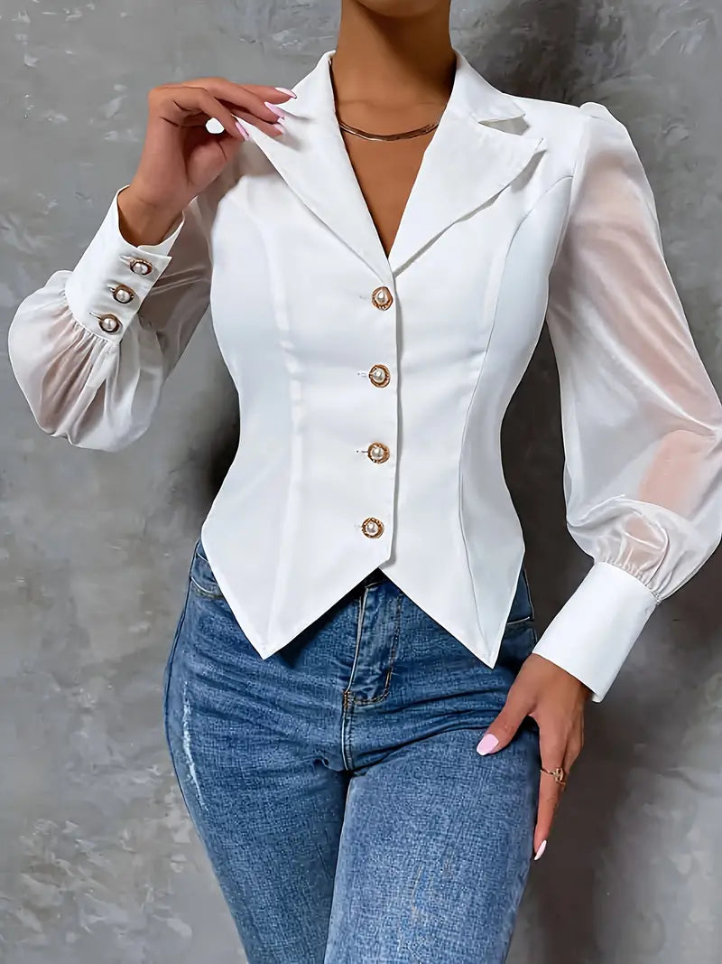 Blusa Elegante con Colletto a Lancia