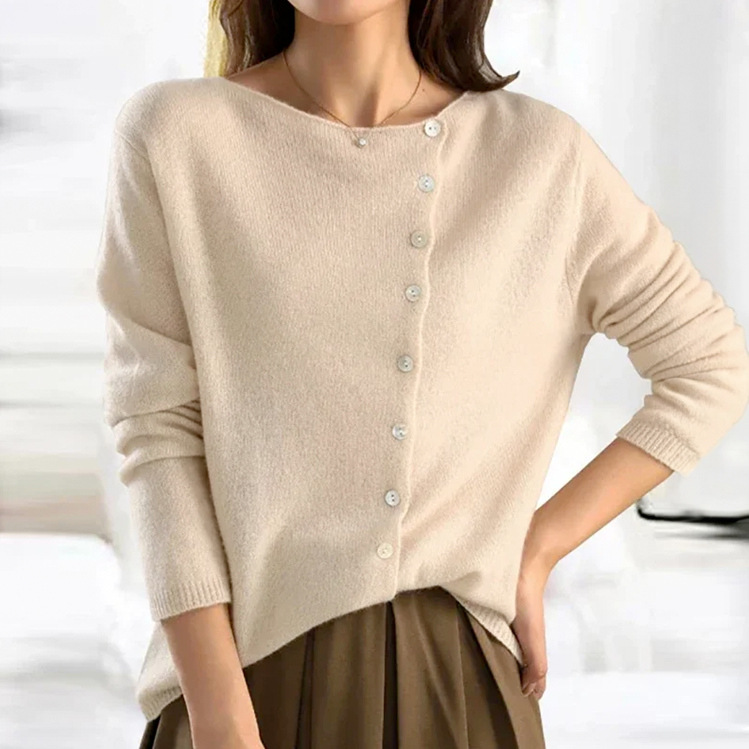 Nova™ | Maglione Asimmetrico in Cashmere con Bottoni Laterali
