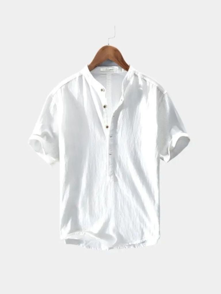 Camicia in Lino Essenziale con Maniche Corte