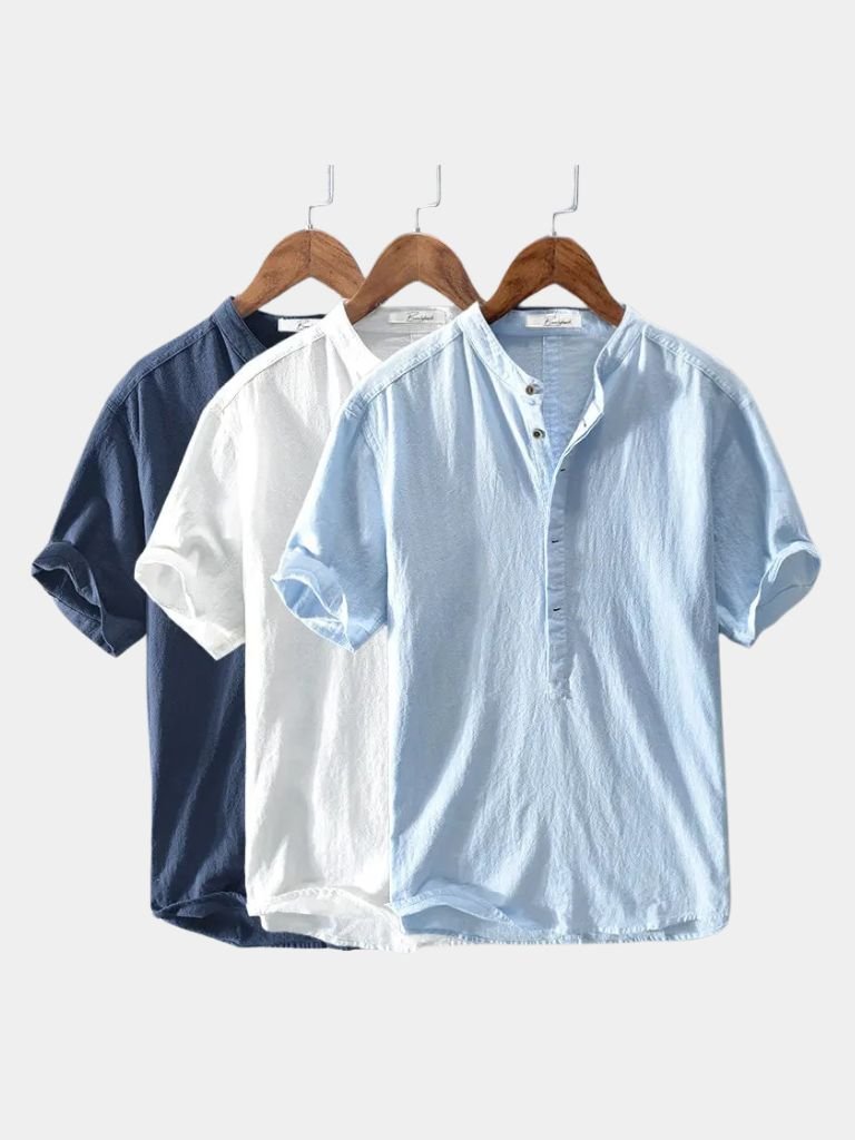 Camicia in Lino Essenziale con Maniche Corte
