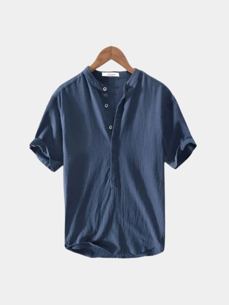 Camicia in Lino Essenziale con Maniche Corte
