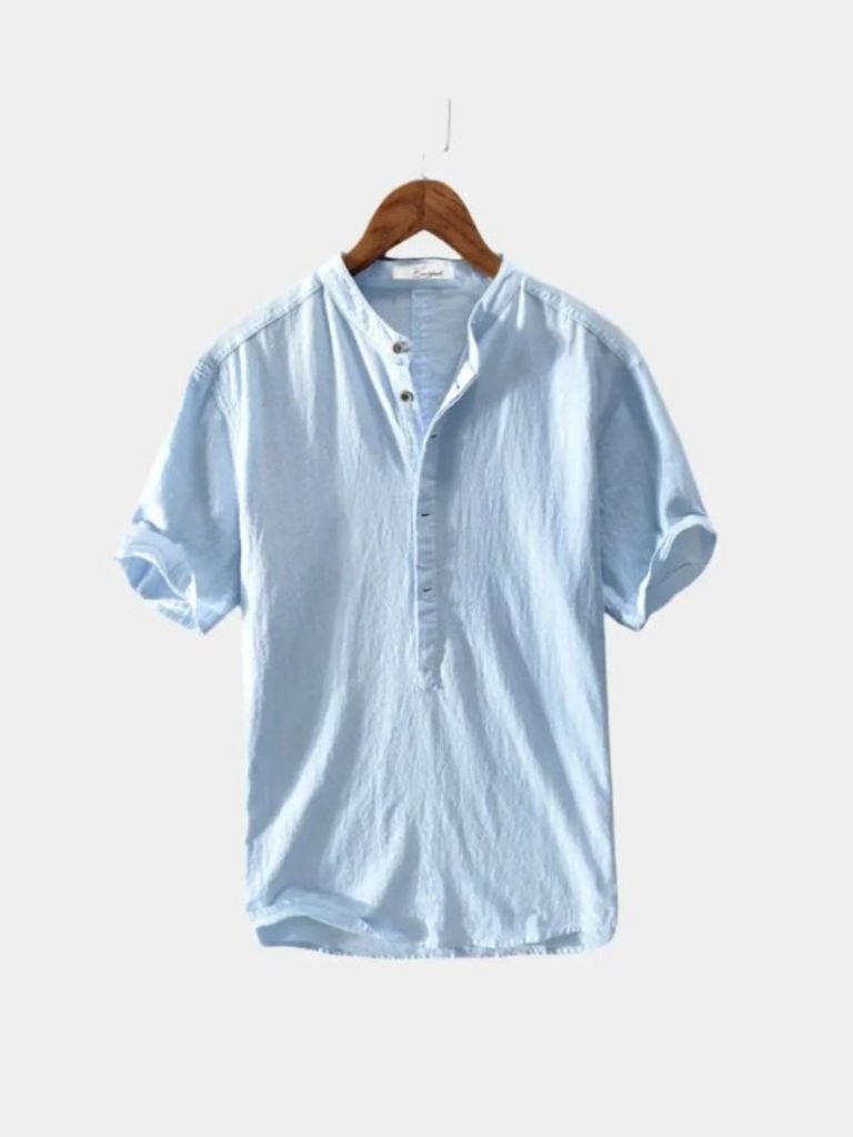 Camicia in Lino Essenziale con Maniche Corte