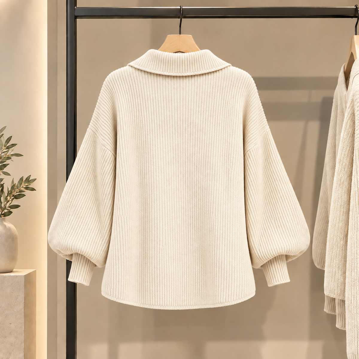 Cardigan oversize con colletto e grandi bottoni metallici