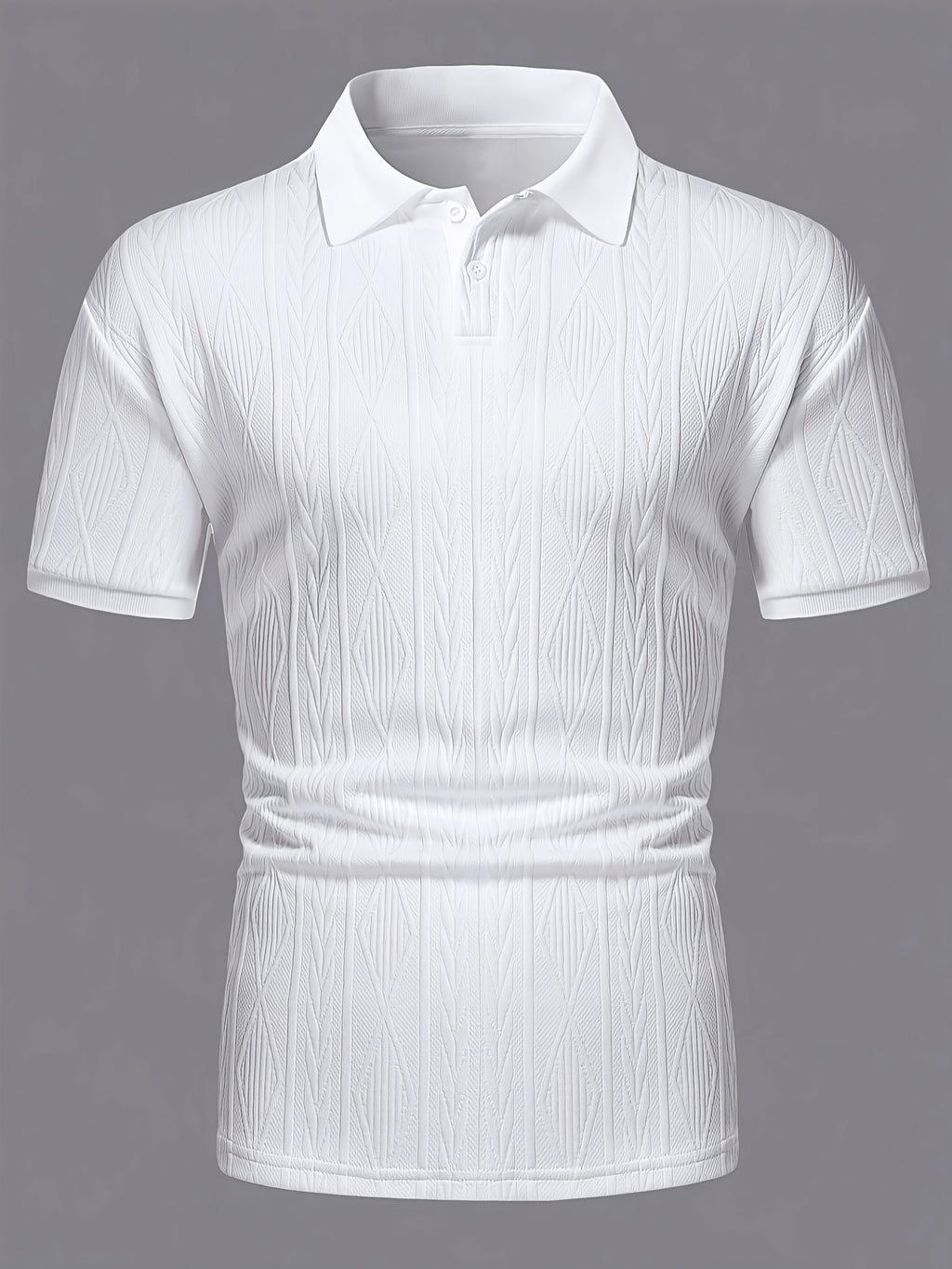 Nuovo top da uomo in tinta unita, design jacquard, tessuto morbido, polo traspirante casual da esterno per affari, adatto per le vacanze e gli appuntamenti di lavoro, essenziale per il tempo libero quotidiano.